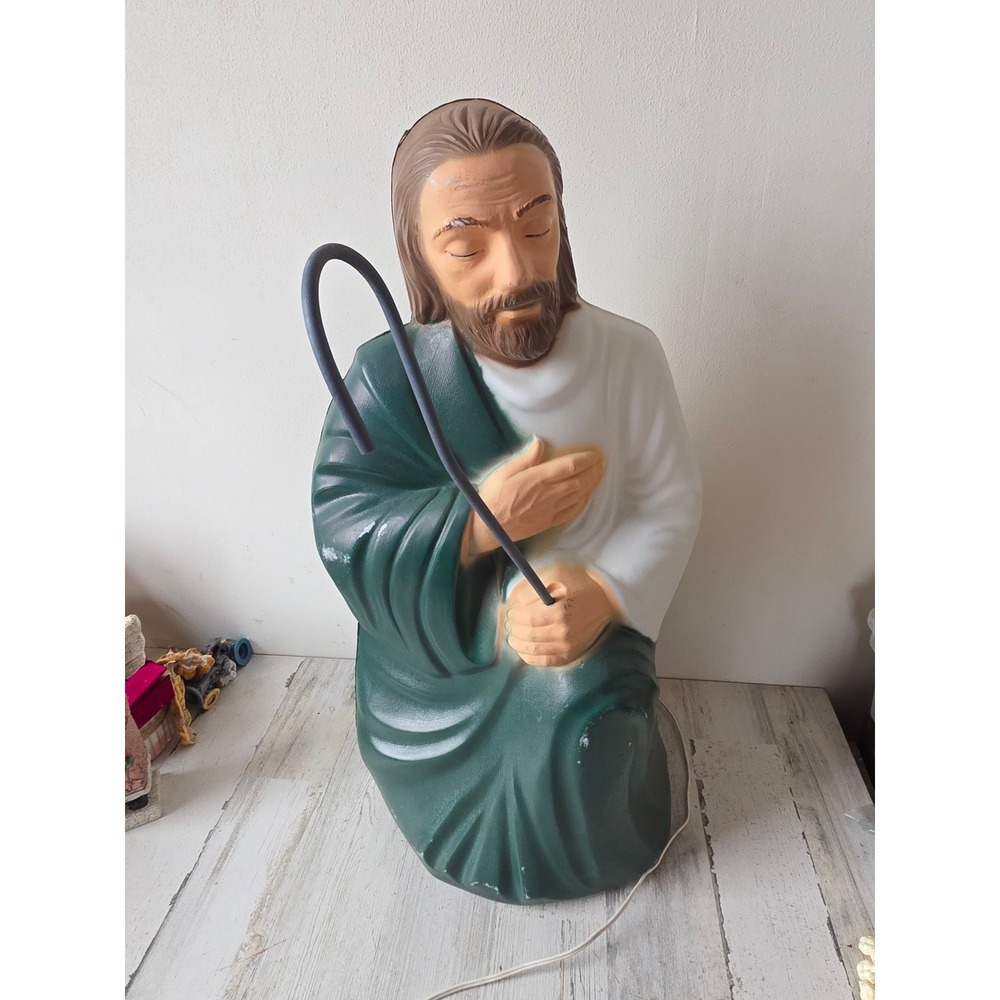 Vintage general foam Shepherd blow mold staff Joseph Nativity lawn decor Xmas